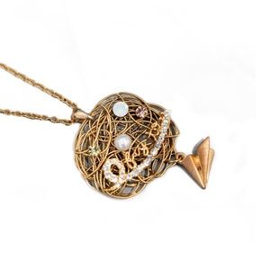 Round Nest Pendant Gold Plated Necklace